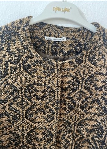 Uzun Kol Bohem Yılan Desenli Kahverengi kap kaban - Görsel 4