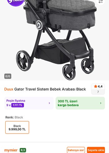 Diğer Beden siyah Renk Duux Gator Travel Sistem Bebek Arabası Siyah