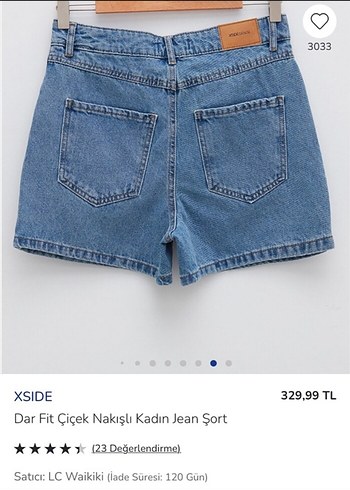 diğer Beden mavi Renk Nakış Detaylı Kadın Mini Jean Şort