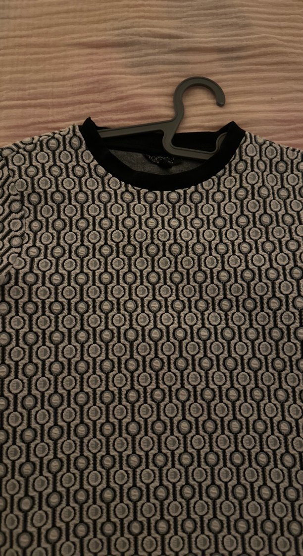 Gri Desenli Kadın Triko t shirt - Görsel 4