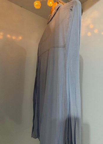 Mavi Düğmeli Uzun Kollu Keten Gömlek - Görsel 4