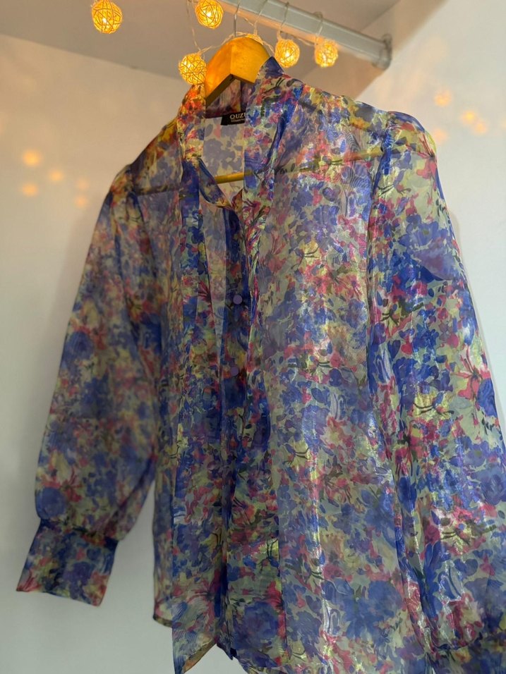 Bohem Çok Renkli Midi Uzun Kollu Gömlek - Görsel 3