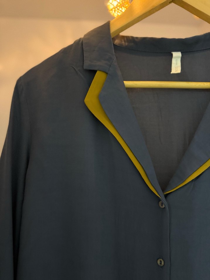 Mavi Kadın Salaş Saten Gömlek - Görsel 3