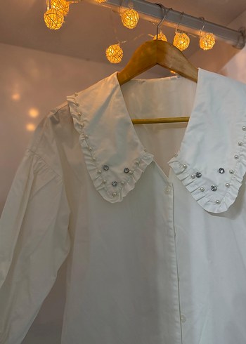 Nakışlı Beyaz Bohem Kadın Gömlek - Görsel 2