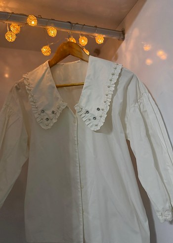 Nakışlı Beyaz Bohem Kadın Gömlek - Görsel 4