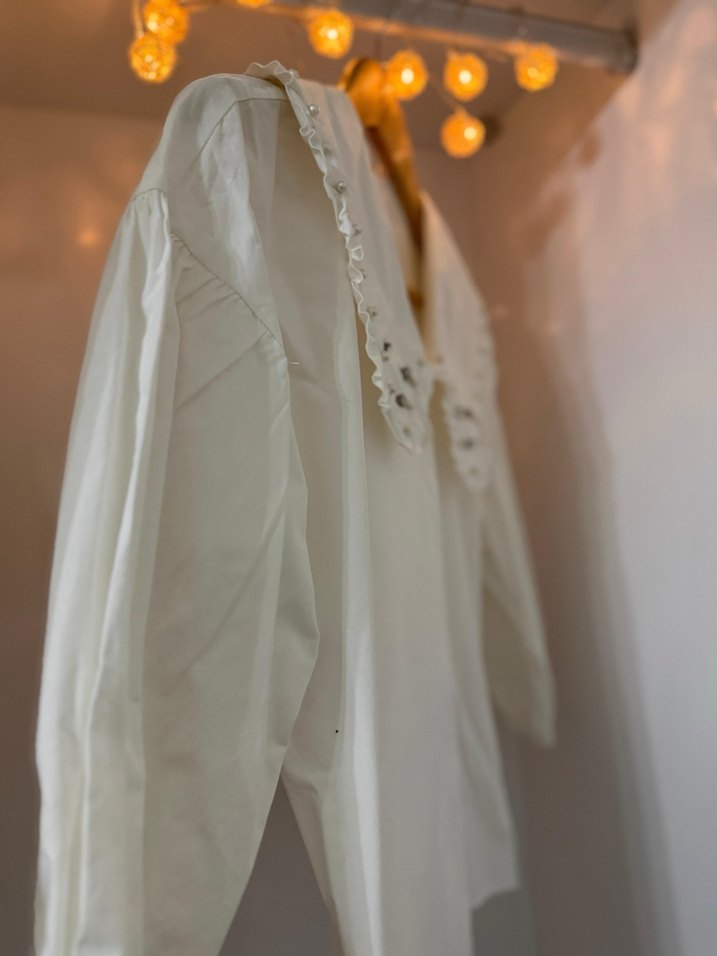 Nakışlı Beyaz Bohem Kadın Gömlek - Görsel 3