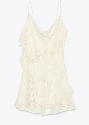 Zara Beyaz Mini pullu Elbisesi