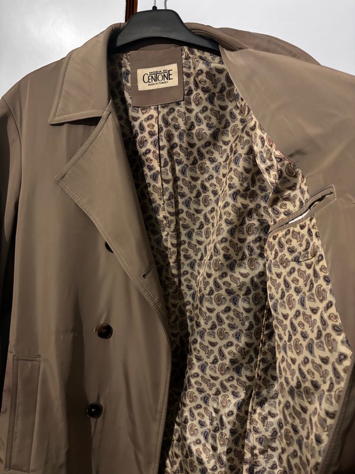 Bej Midi Trençkot, Düğmeli, Salaş Kesim - Görsel 2