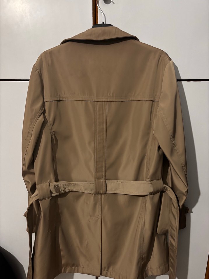 Bej Midi Trençkot, Düğmeli, Salaş Kesim - Görsel 3