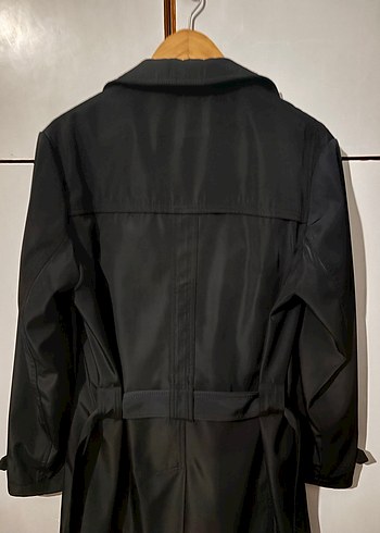 Düğmeli Siyah Erkek Klasik Midi Trençkot - Görsel 3