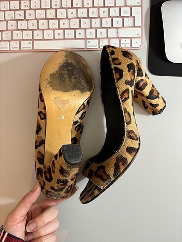 38 Beden Desa marka 38 numara Leopar desenli topuklu ayakkabı
