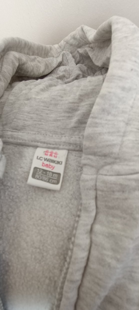 Kız çocuk Gri Fermuarlı Kapüşonlu Sweatshirt - Görsel 2