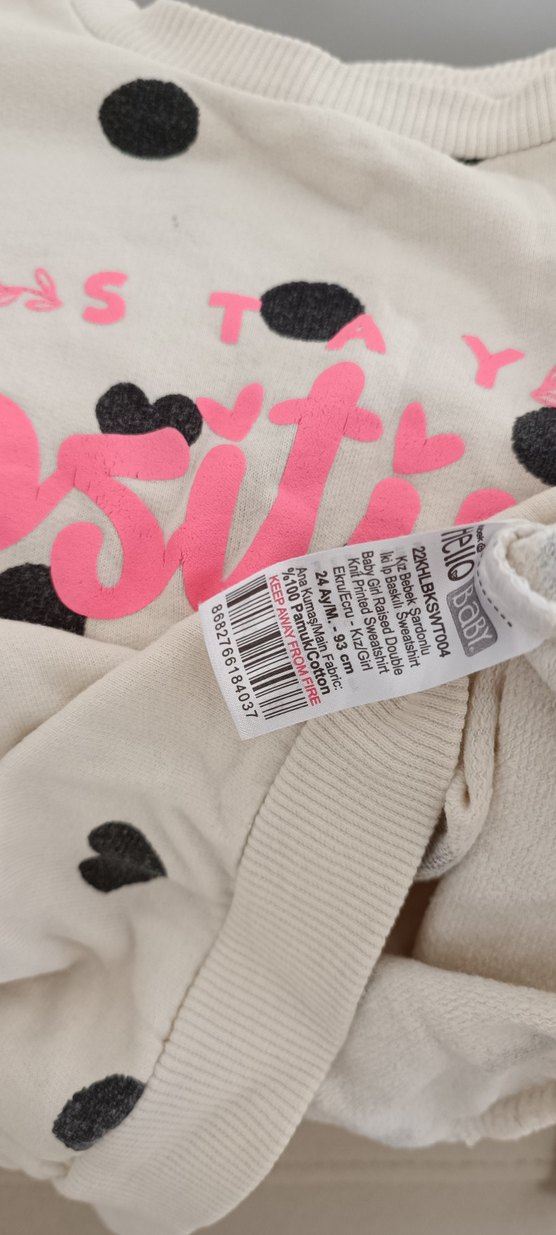 üçlü pamuklu kız çocuk sweatleri - Görsel 4