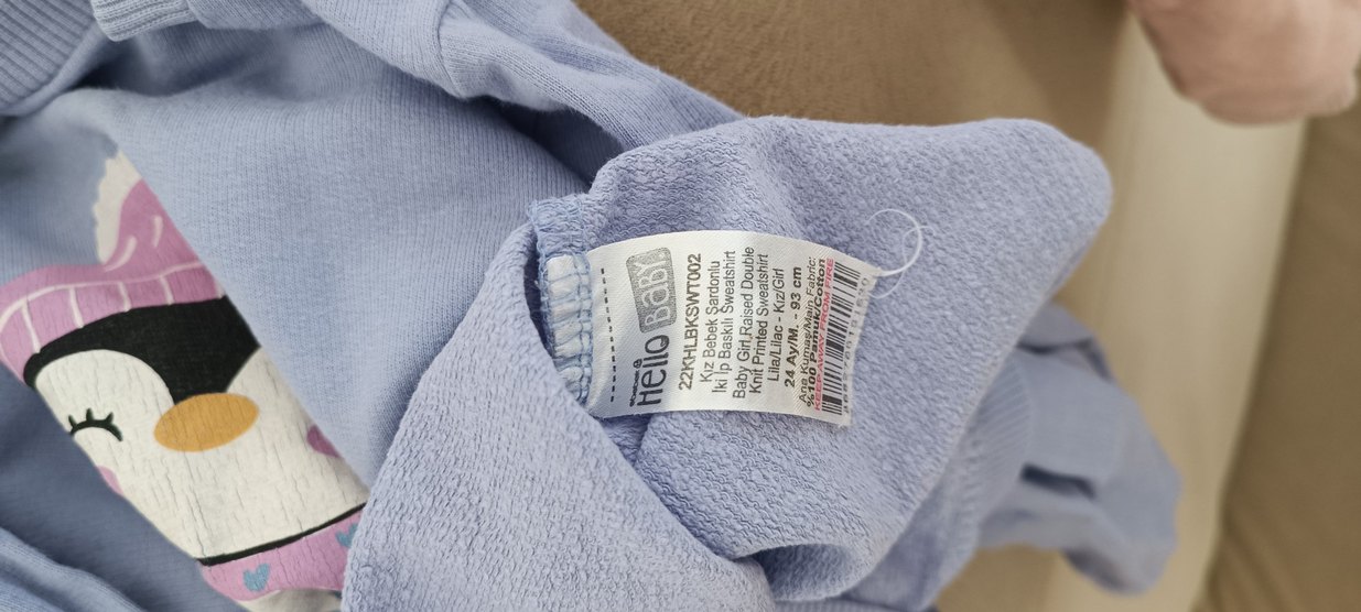 üçlü pamuklu kız çocuk sweatleri - Görsel 3