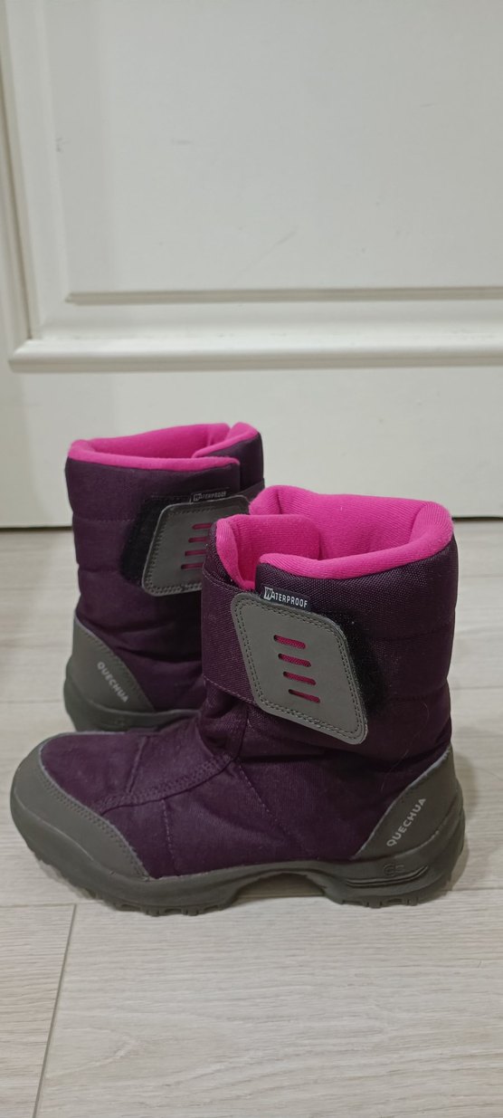 Mor(mürdüm) Kız Çocukları İçin Cırt Cırtlı Kar Botu - Görsel 3