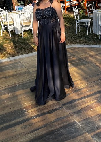 Siyah  Uzun Kadın Abiye Elbise - Görsel 2