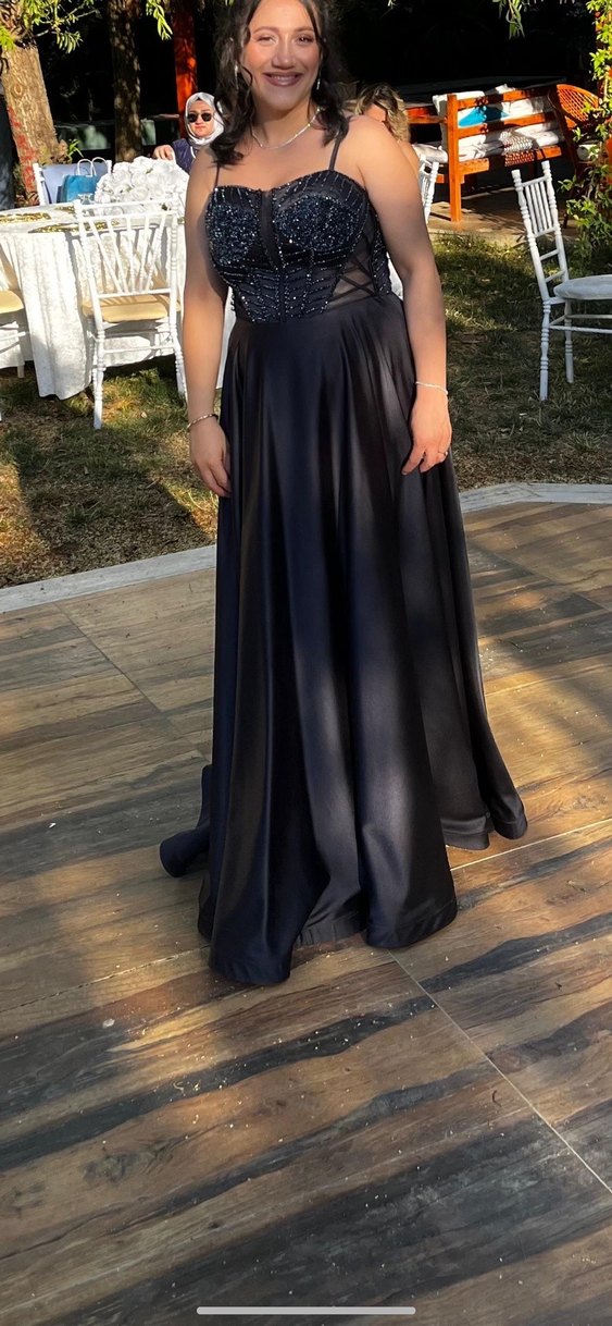 Siyah  Uzun Kadın Abiye Elbise - Görsel 4