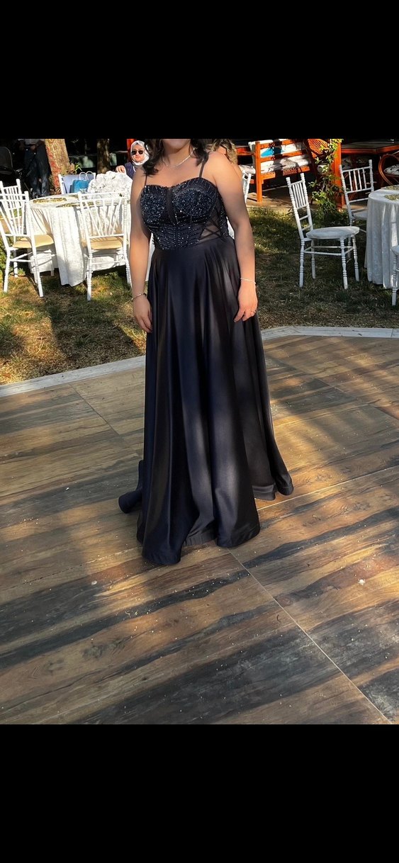 Siyah  Uzun Kadın Abiye Elbise - Görsel 2