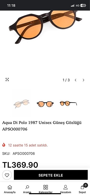 Aqua Di Polo turuncu cam gözlük