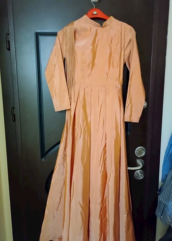 Bej Uzun Kollu Vintage Bohem Uzun Elbise - Görsel 2