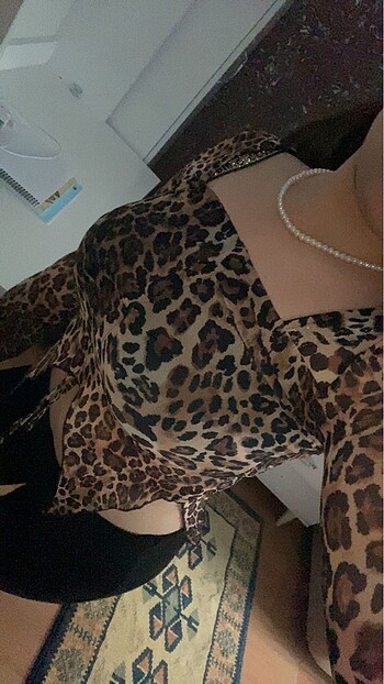 Leopar tül crop
