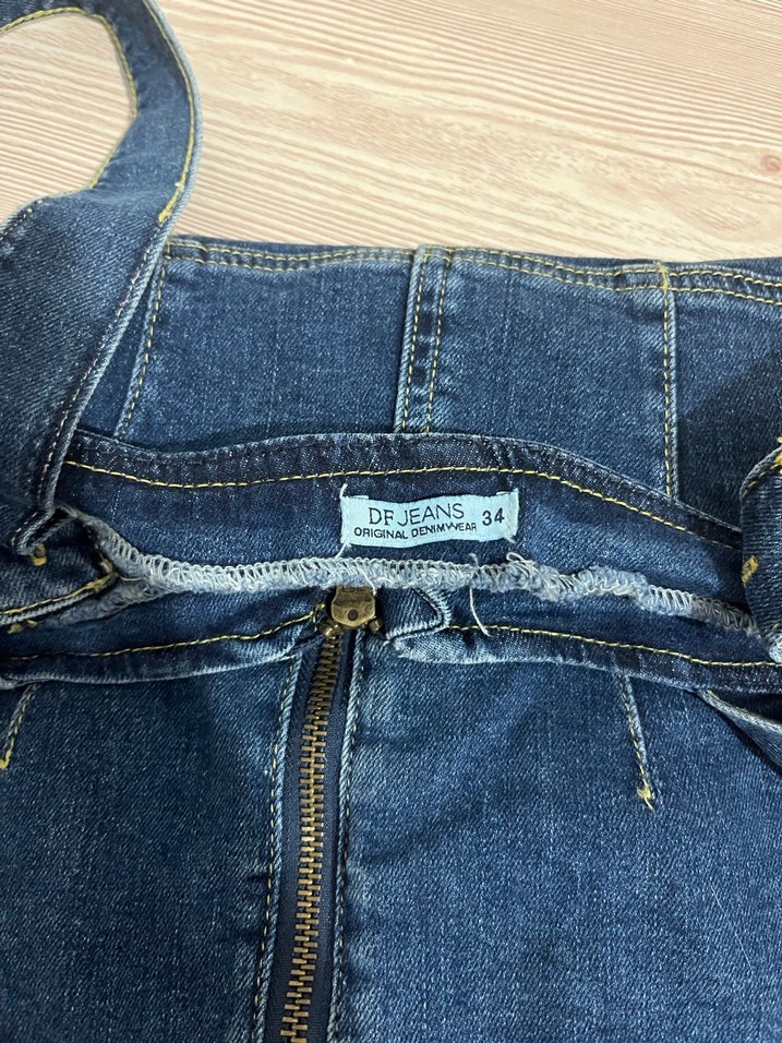 Fermuarlı Mavi Kot Etek - Görsel 5