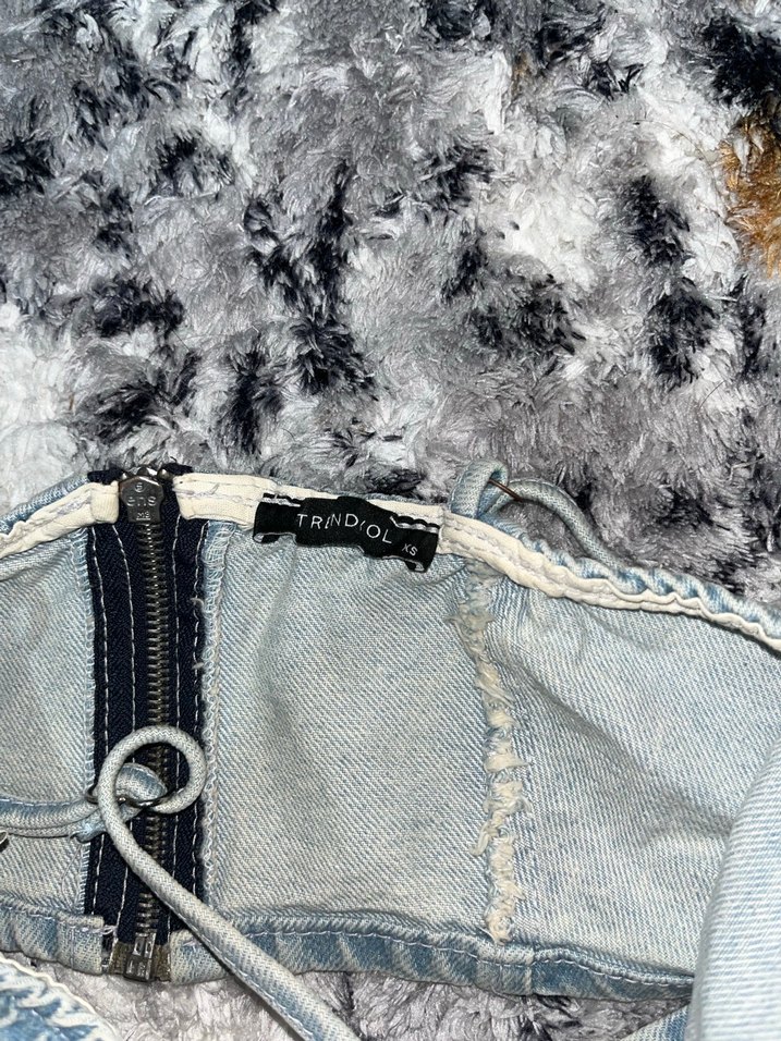 Kadın Mavi Denim Bağcıklı Büstiyer - Görsel 4