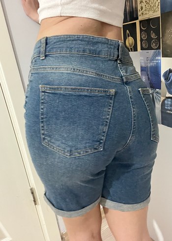 Kadın Mavi Denim Midi Şort - Görsel 4