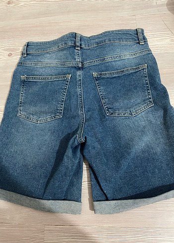 Kadın Mavi Denim Midi Şort - Görsel 7