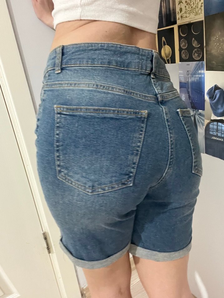 Kadın Mavi Denim Midi Şort - Görsel 4