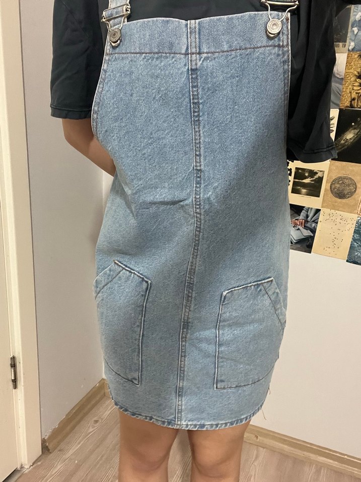 Mavi Kot Askılı Midi Kısa Tulum markasını hatırlamıyorum - Görsel 4