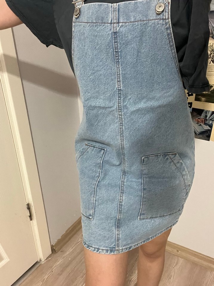 Mavi Kot Askılı Midi Kısa Tulum markasını hatırlamıyorum - Görsel 2