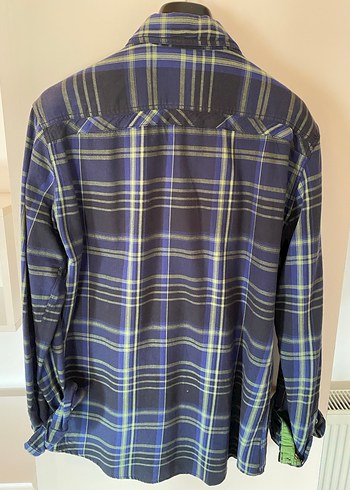 Pull & Bear Lacivert Kareli Pamuklu Gömlek - Görsel 3