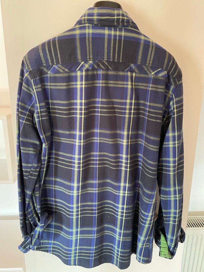 Pull & Bear Lacivert Kareli Pamuklu Gömlek - Görsel 3