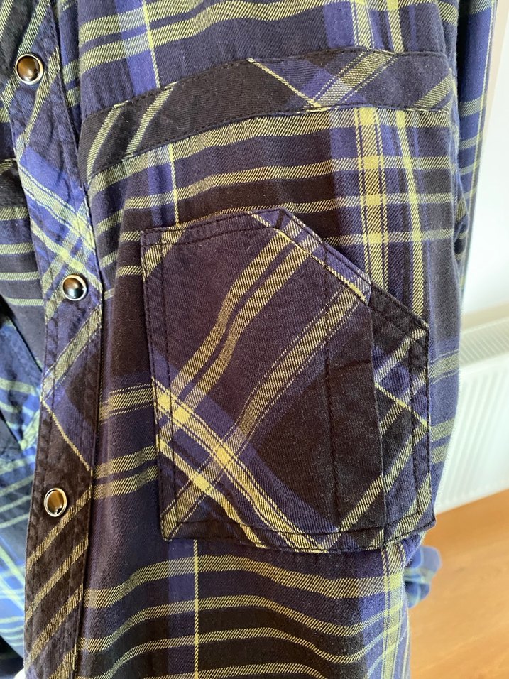 Pull & Bear Lacivert Kareli Pamuklu Gömlek - Görsel 5