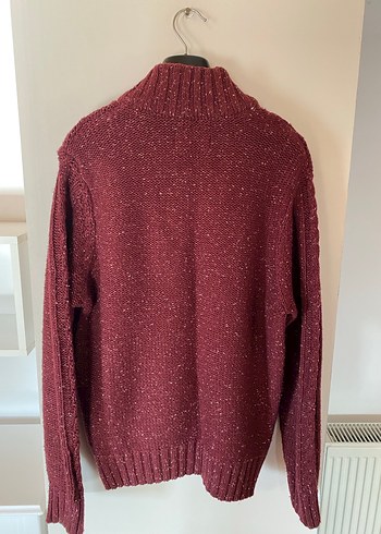 Frank NY Bordo Örgü Yün Erkek Kazak - Görsel 3