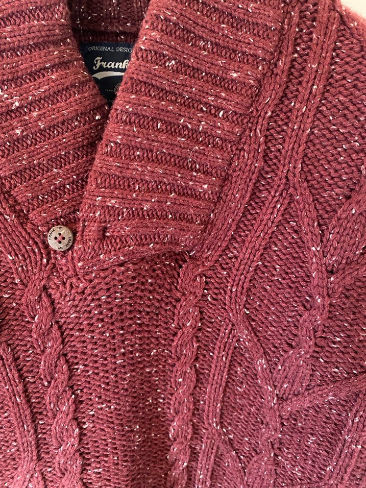 Frank NY Bordo Örgü Yün Erkek Kazak - Görsel 4