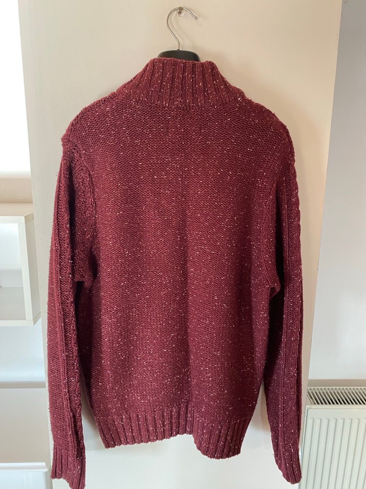 Frank NY Bordo Örgü Yün Erkek Kazak - Görsel 3