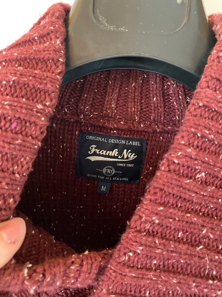 Frank NY Bordo Örgü Yün Erkek Kazak - Görsel 2