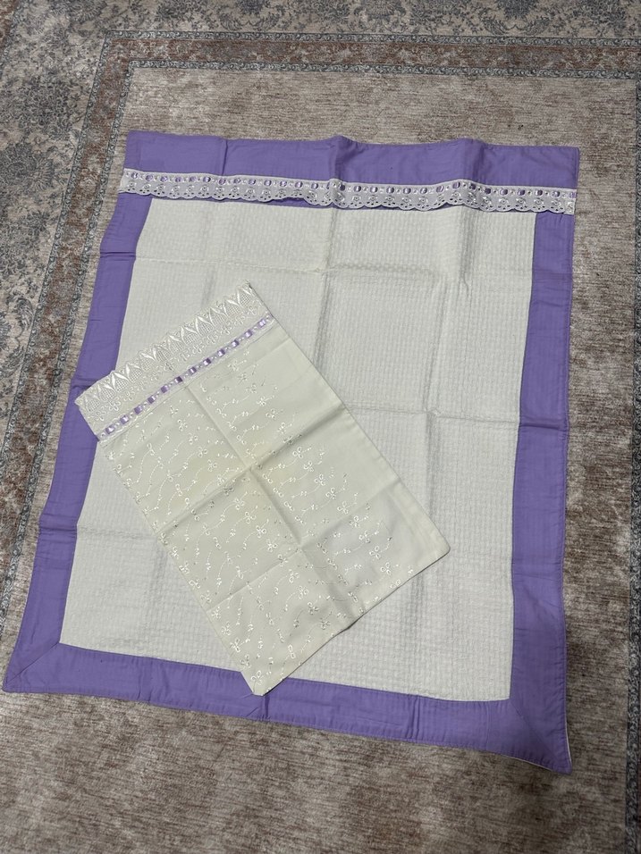 Mor Kenarlı Nakışlı Çocuk Battaniyesi - Görsel 2