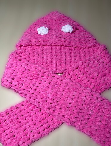 PUFFY, PEMBE RENK BİRLEŞİK ATKILI BERE