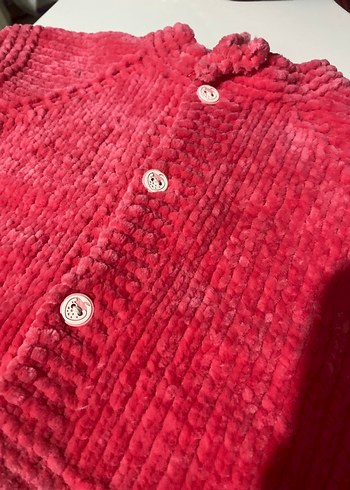 Örgü Kız Bebek çilek düğmeli yelek (6ay 1 yaş) - Görsel 3
