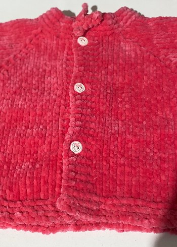 Örgü Kız Bebek çilek düğmeli yelek (6ay 1 yaş) - Görsel 4