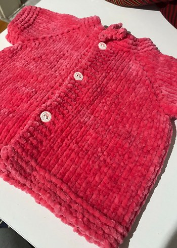Örgü Kız Bebek çilek düğmeli yelek (6ay 1 yaş) - Görsel 2