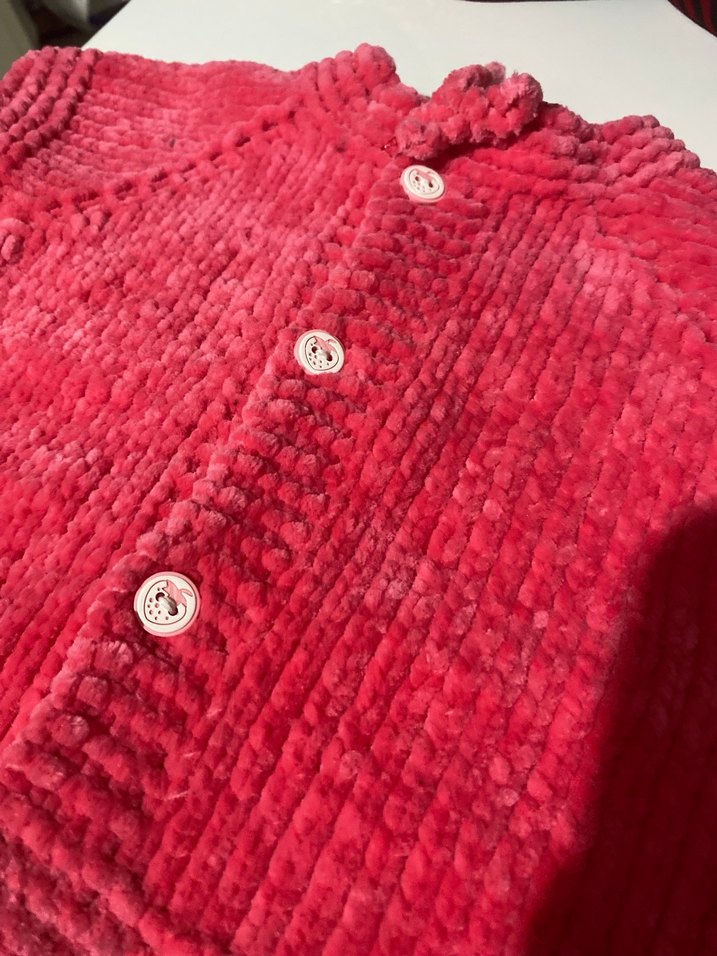 Örgü Kız Bebek çilek düğmeli yelek (6ay 1 yaş) - Görsel 3