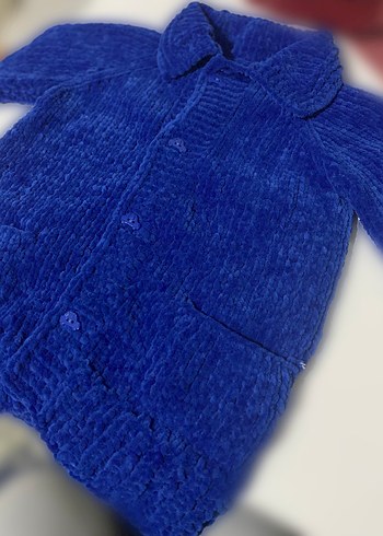 Saks mavisi araba düğme detaylı  Erkek bebek yeleği (1-2 yaş) - Görsel 2