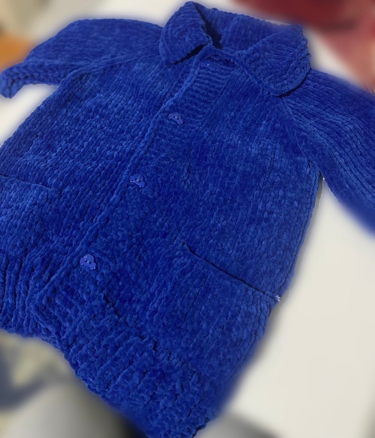 Saks mavisi araba düğme detaylı  Erkek bebek yeleği (1-2 yaş) - Görsel 2