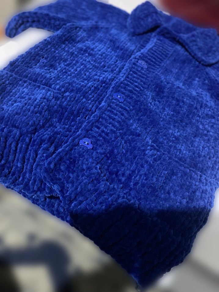 Saks mavisi araba düğme detaylı  Erkek bebek yeleği (1-2 yaş) - Görsel 4