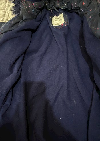 Kız Çocuk Lacivert Kürklü Koyu Mavi Mont - Görsel 2