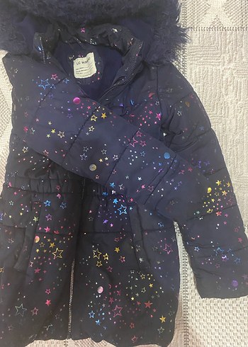 Kız Çocuk Lacivert Kürklü Koyu Mavi Mont - Görsel 3